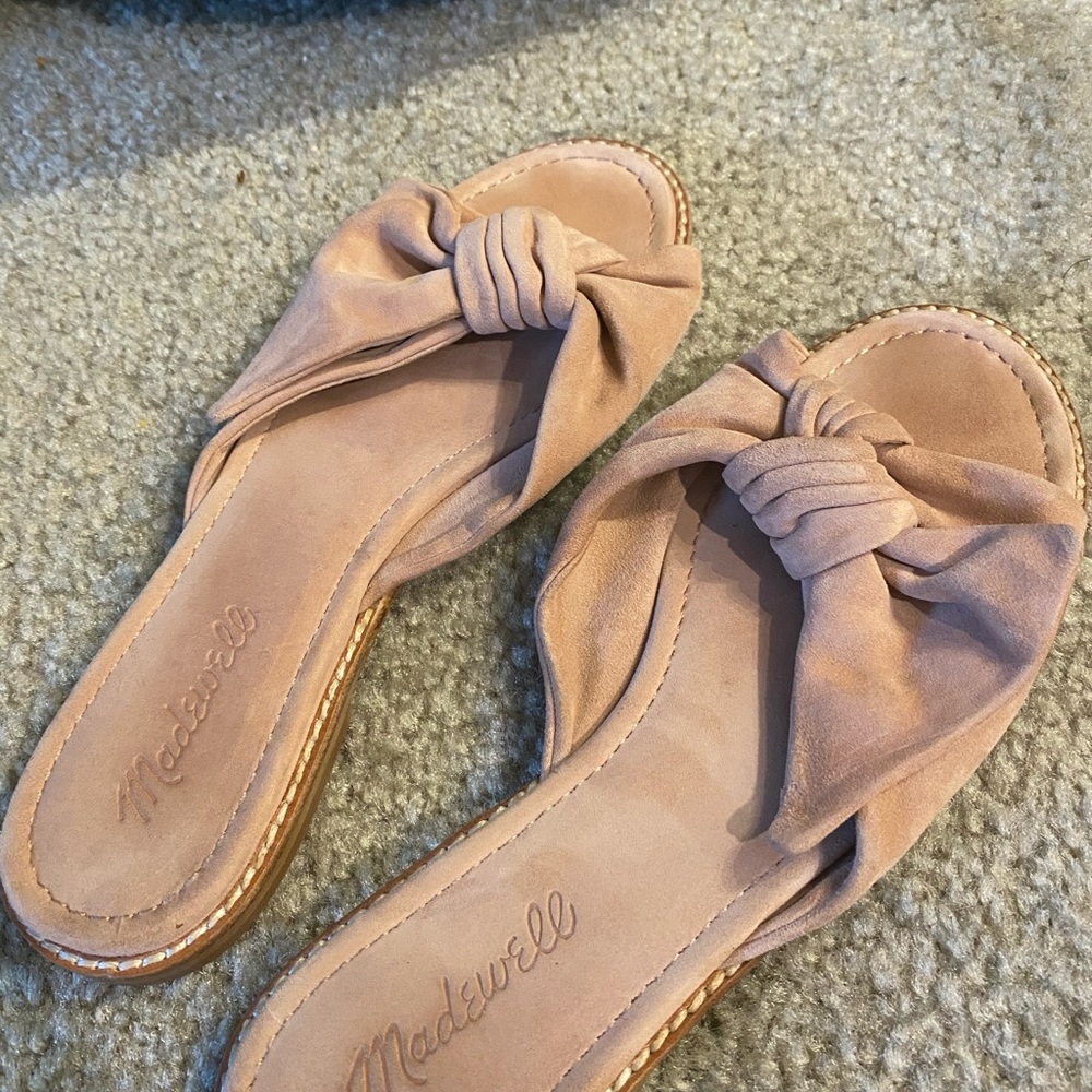 Madewell Rose color suede slip on sandals!